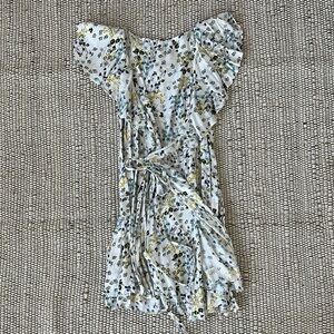 Free People Floral Ruffle Sleeve Wrap Dress